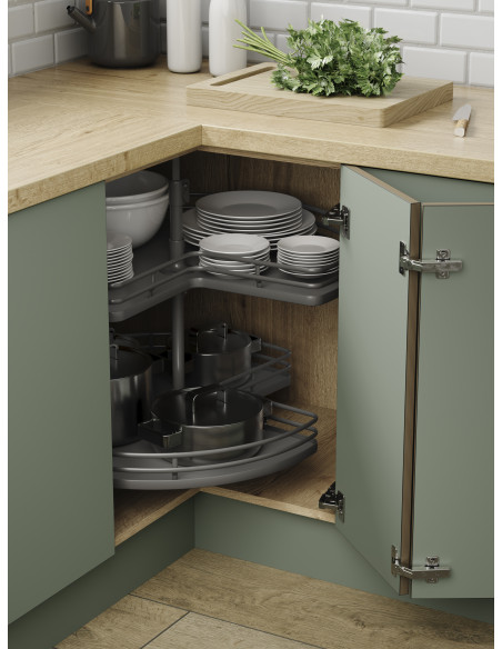 900mm 3/4 Corner Carousel Kitchen Shelving Anthracite Luxury Innostor IP4CC390