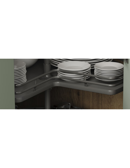 900mm 3/4 Corner Carousel Kitchen Shelving Anthracite Luxury Innostor IP4CC390