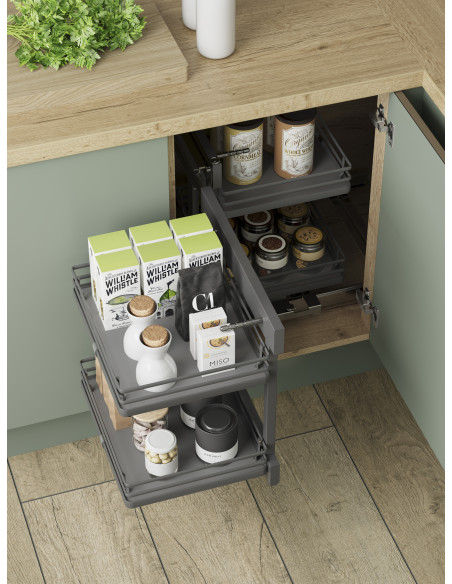 1000mm Blind Corner Optimiser Kitchen Storage Mat Anthracite Innostor IP4BC010