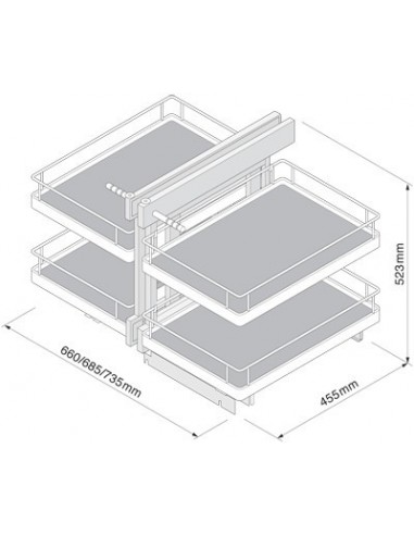 800mm Blind Corner Optimiser Kitchen Storage Mat Anthracite Innostor IP4BC08