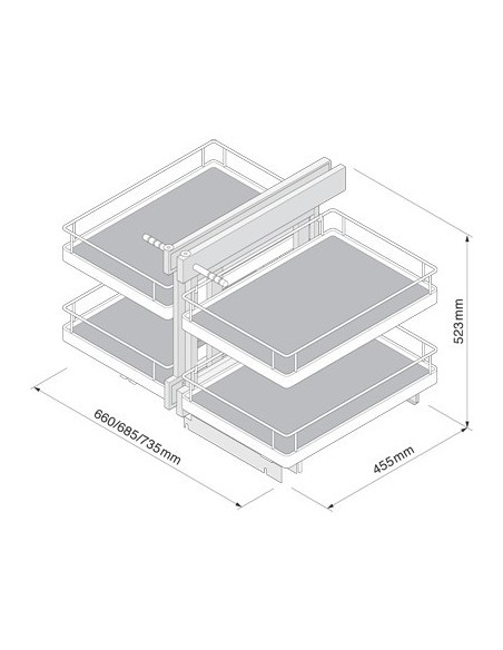 800mm Blind Corner Optimiser Kitchen Storage Mat Anthracite Innostor IP4BC08