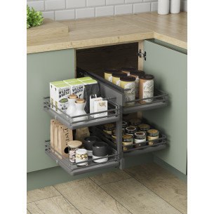 800mm Blind Corner Optimiser Kitchen Storage Mat Anthracite Innostor IP4BC08 2