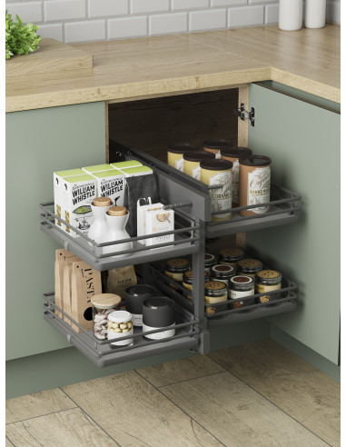 800mm Blind Corner Optimiser Kitchen Storage Mat Anthracite Innostor IP4BC08