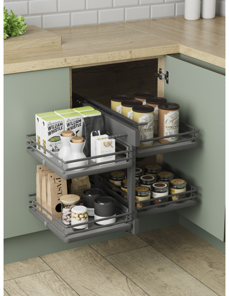800mm Blind Corner Optimiser Kitchen Storage Mat Anthracite Innostor IP4BC08