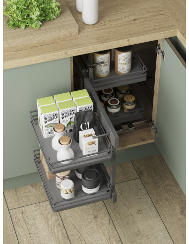 800mm Blind Corner Optimiser Kitchen Storage Mat Anthracite Innostor IP4BC08