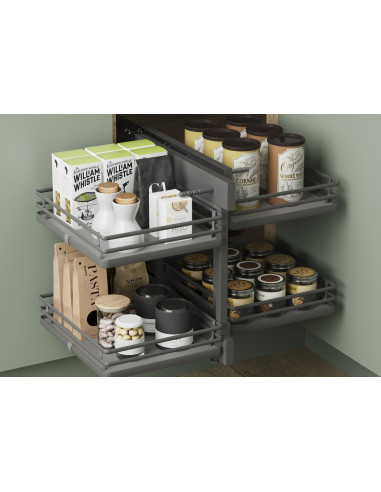 800mm Blind Corner Optimiser Kitchen Storage Mat Anthracite Innostor IP4BC08