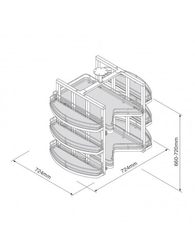 900mm Ultimate Corner Carousel L Shape Kitchen Storage Anthracite IP4UCL9