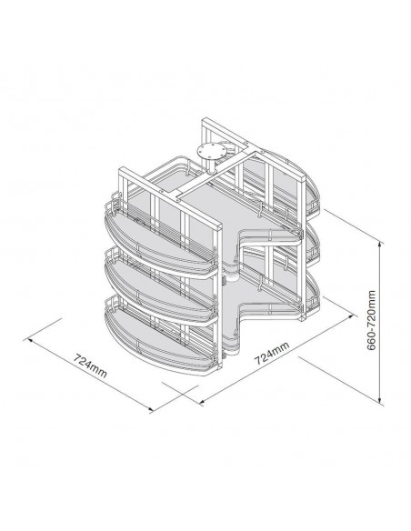 900mm Ultimate Corner Carousel L Shape Kitchen Storage Anthracite IP4UCL9