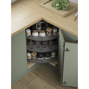 900mm Ultimate Corner Carousel L Shape Kitchen Storage Anthracite IP4UCL9