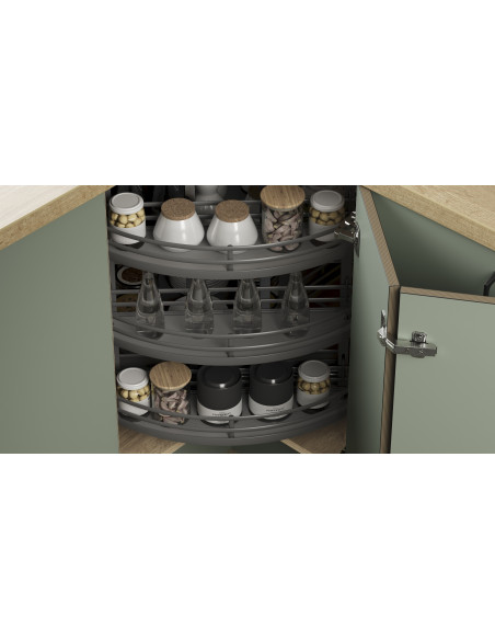 900mm Ultimate Corner Carousel L Shape Kitchen Storage Anthracite IP4UCL9