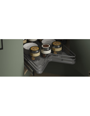 900mm Ultimate Corner Carousel L Shape Kitchen Storage Anthracite IP4UCL9