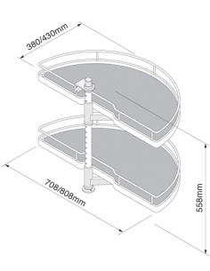 1000mm 1/2 Corner Carousel Kitchen Storage Independent Shelves IP2CC210 2