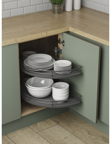 1000mm 1/2 Corner Carousel Kitchen Storage Independent Shelves IP2CC210