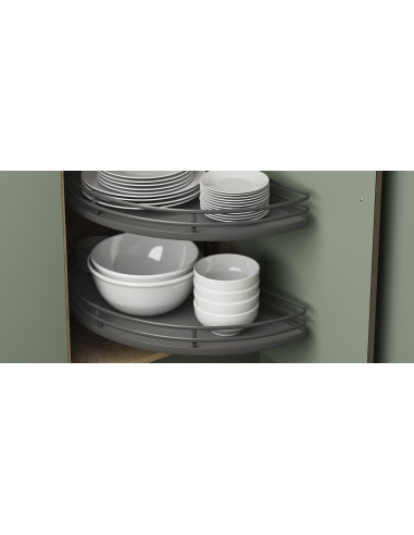 1000mm 1/2 Corner Carousel Kitchen Storage Independent Shelves IP2CC210
