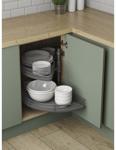 900mm 1/2 Corner Carousel Kitchen Storage Independent Shelves IP4CC290
