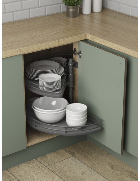 900mm 1/2 Corner Carousel Kitchen Storage Independent Shelves IP4CC290