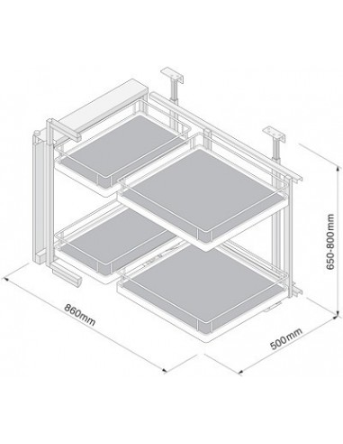 900mm Kitchen Corner Organiser Solid Baskets Innostor Anthracite IP4CO9