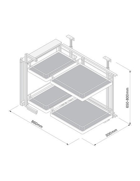 900mm Kitchen Corner Organiser Solid Baskets Innostor Anthracite IP4CO9