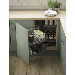900mm Kitchen Corner Organiser Solid Baskets Innostor Anthracite IP4CO9