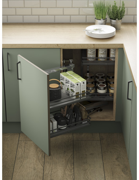 900mm Kitchen Corner Organiser Solid Baskets Innostor Anthracite IP4CO9