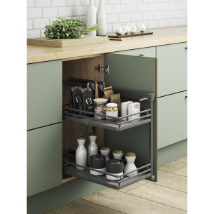 400mm Pull-Out Base Storage Kitchen Double Tier Innostor Anthracite  IP4B400