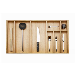 900mm Oak Cutlery Tray Insert Kitchen Storage 423mm Depth Woodline 562-0228