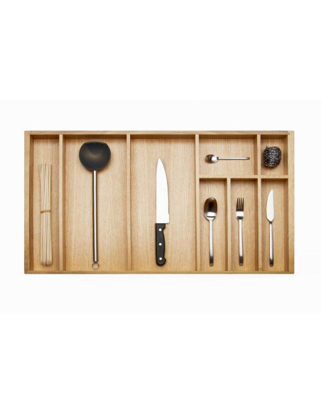 900mm Oak Cutlery Tray Insert Kitchen Storage 423mm Depth Woodline 562-0228