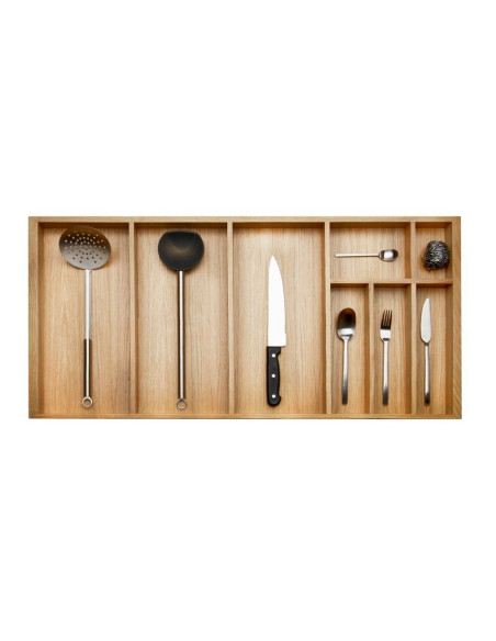 1000mm Oak Cutlery Tray Insert Kitchen Storage 423mm Depth Woodline 562-0236