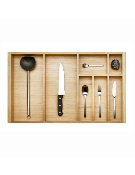 800mm Oak Cutlery Tray Insert Kitchen Storage 473mm Depth Woodline 562-0222