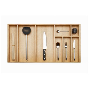 900mm Oak Cutlery Tray Insert Kitchen Storage 473mm Depth Woodline 562-0223