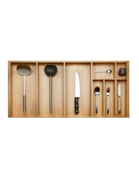 1000mm Oak Cutlery Tray Insert Kitchen Storage 473mm Depth Woodline 562-0224
