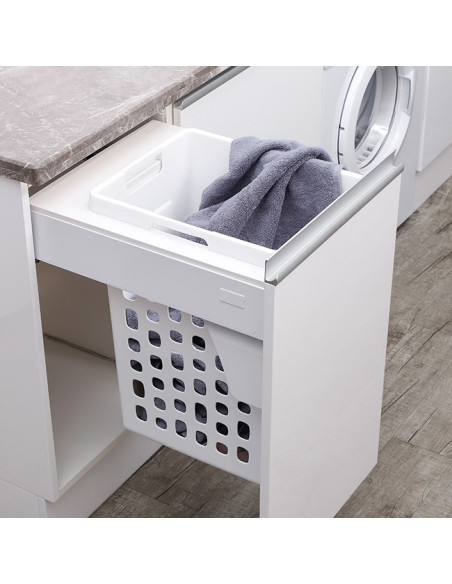 500mm Laundry Bin 50L Basket Blum Tandembox Runners White Pull-Out 560B/500WH