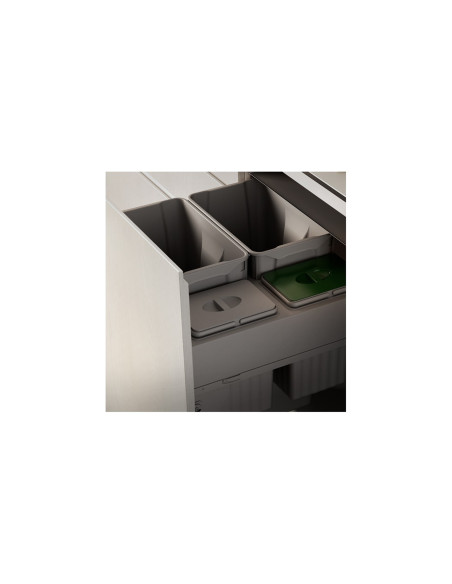 600mm Gollinucci Waste Bin Kitchen Pull Out 75L Large Quad Container 581-GY
