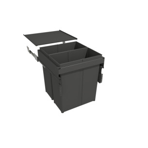 500mm Gollinucci Waste Bin 80L Pull Out Kitchen Rubbish Door Fixed EVO580/60-GY 2