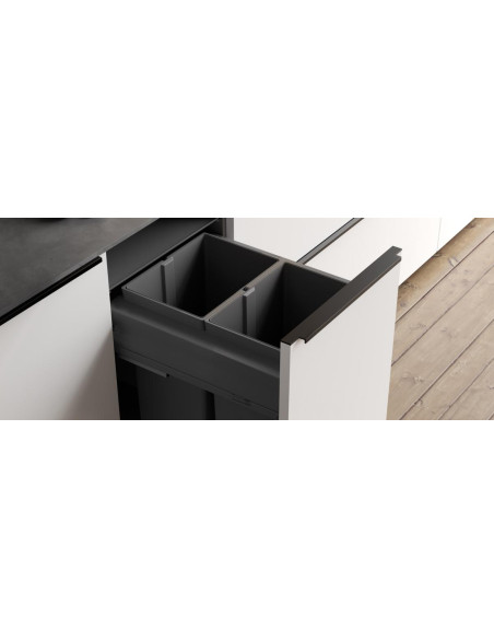 500mm Gollinucci Waste Bin 80L Pull Out Kitchen Rubbish Door Fixed EVO580/60-GY