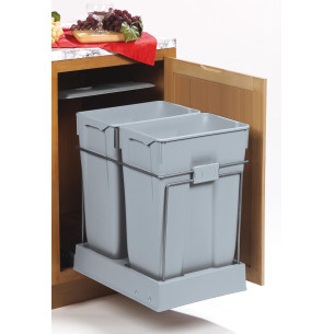450mm Gollinucci Waste Bin 60L Kitchen Hinged Doors Double Containers 581GY 2