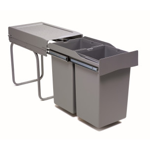 300mm Base Mount Waste Bin 28L Gollinucci Kitchen Pull-Out Double 222-GY 2