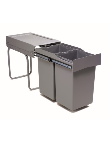 300mm Base Mount Waste Bin 28L Gollinucci Kitchen Pull Out Double 222-GY