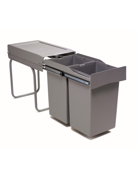 300mm Base Mount Waste Bin 28L Gollinucci Kitchen Pull Out Double 222-GY