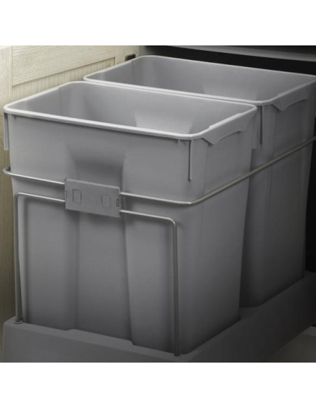 Gollinucci Hinged Waste Bin 70L 450mm Kitchen Doors Double Containers 550GY