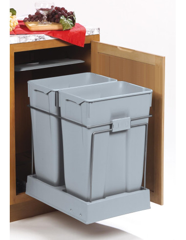 Gollinucci Hinged Waste Bin 70L 450mm Kitchen Doors Double Containers 550GY