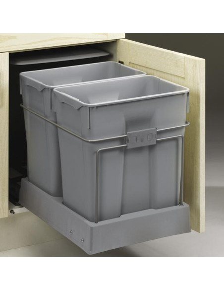 Gollinucci Hinged Waste Bin 70L 450mm Kitchen Doors Double Containers 550GY