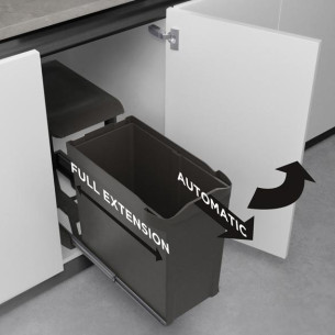 400mm Auto Opening Waste Kitchen Bin Gollinucci 30L Single Container 2451-GY 2