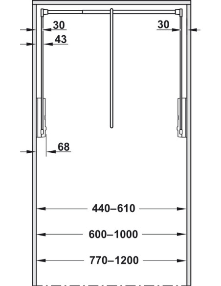 Servetto Clothing Pull Down Bedroom Hanging Rail 770-1200mm White 80520657