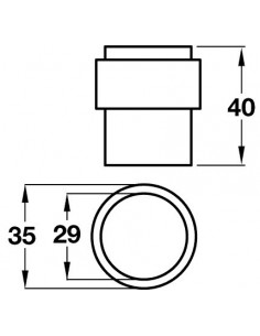 Door Stop Cylindrical Floor Fix 40mm High x 35mm Stainless/Satin Finish 2