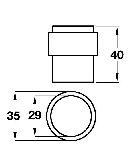 Door Stop Cylindrical Floor Fix 40mm High x 35mm Stainless/Satin Finish