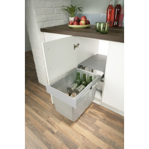 Ekko 400mm Waste Bin Kitchen Hinged Doors 34L Single Container Grey 50214502 2