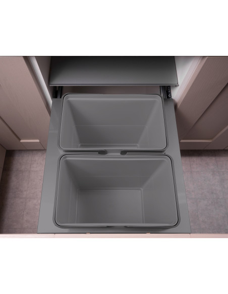 500mm Ace Waste Bin Kitchen 60L Softclosing Double 30L Containers BIN500A.AN