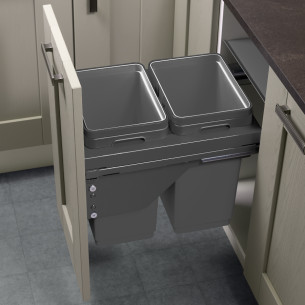 500mm Ace Waste Bin Kitchen 60L Softclosing Double 30L Containers Vibo BIN500A.AN
