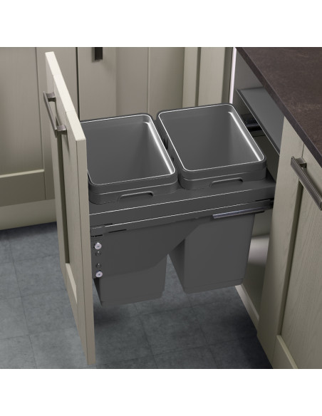 500mm Ace Waste Bin Kitchen 60L Softclosing Double 30L Containers Vibo BIN500A.AN